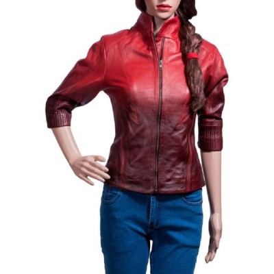 Scarlet Witch Maroon Leather Jacket For Women