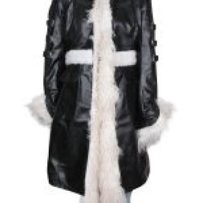 Singer Selena Gomez Fur leather Coat