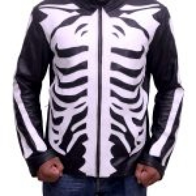 Skeleton Sketch Men’s Black Motorcycle Jacket