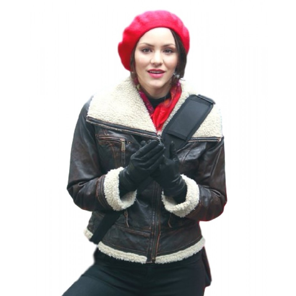 Smash Singer Katharine McPhee Brown leather Jacket