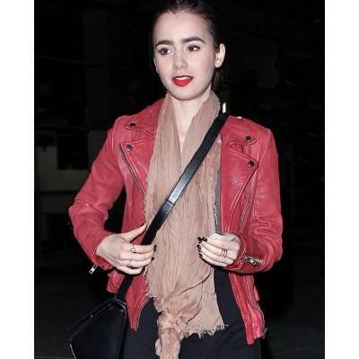 Spiderman 2 Lily Collins leather Jacket