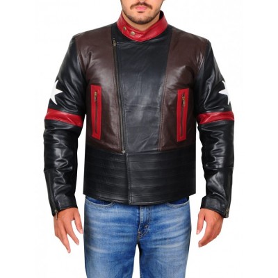 Star Patch Mens leather Jacket