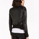 Trendy Women’s Black Leather Bomber Jacket