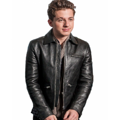 US Singer Charlie Puth Black Leather Jacket