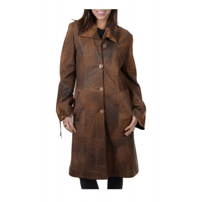 Women Distressed Leather Coat