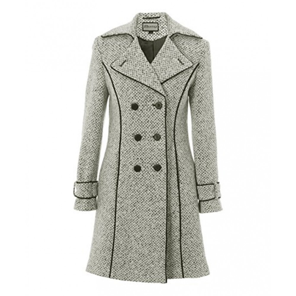 Womens Double Breasted Tweed Coat