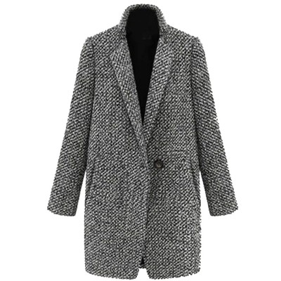 Womens Grey Tweed Slim Coat