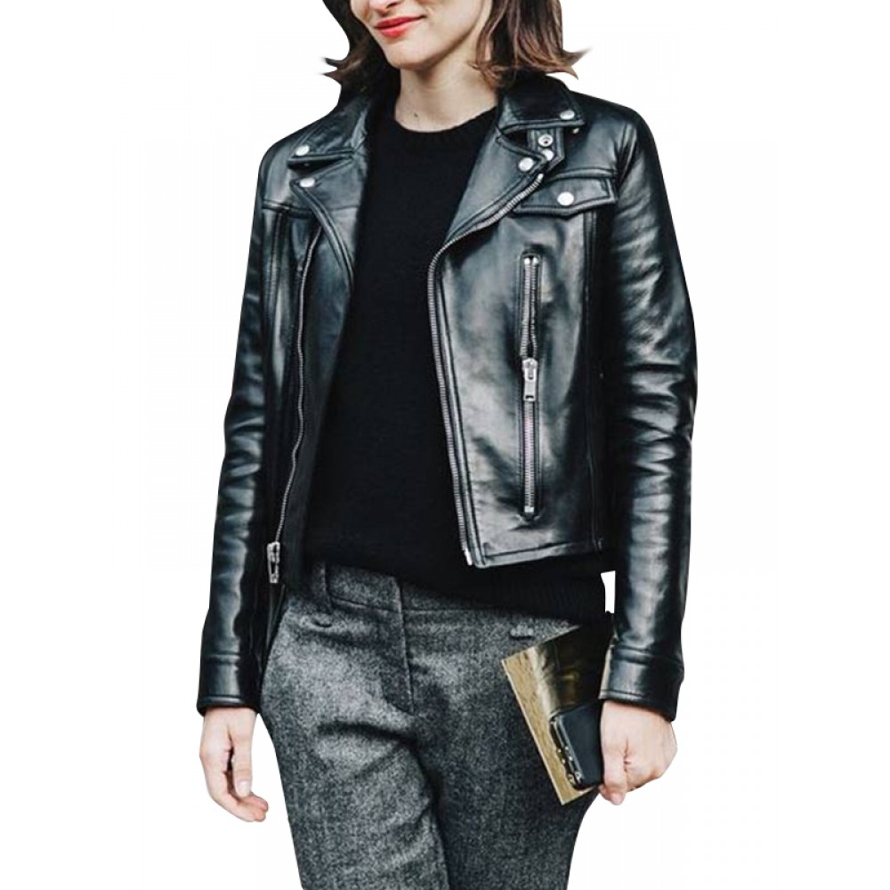 Women’s New Style Slim Fit Black Leather Jacket