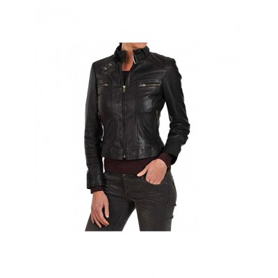Women’s Slimfit Black Leather Jacket