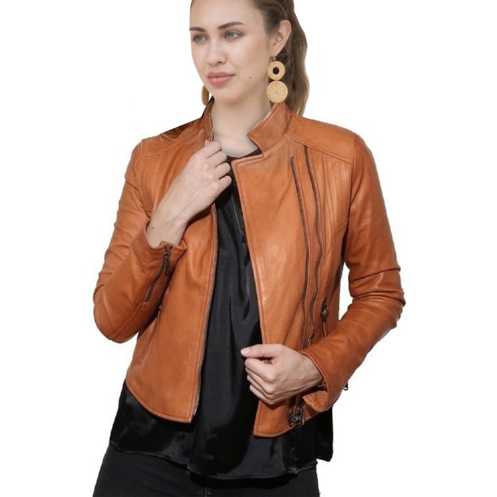 Women’s Style Distressed Brown Leather Jacket