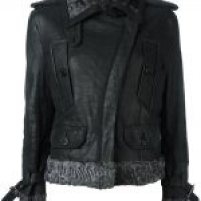 Women’s Vintage Leather Bomber Jacket In Black